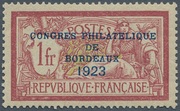 13716 Frankreich: 1923, Philatelists Congress Bordeaux 1 Fr. Lilac-red And Yellow-green, Mint Never Hinged - Oblitérés