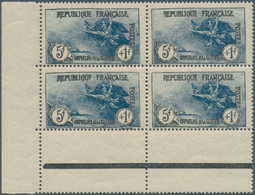 13725 Frankreich: 1926/1927, 5 Fr. + 1 Fr. Im Perfekten Viererblock Vom Unteren Linken Bogenrand, Links Un - Oblitérés