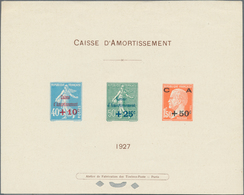 13726 Frankreich: 1927. Epreuve Collective With "Semeuse" (twice) And "Pasteur". Both Semeuse Stamps Overp - Oblitérés