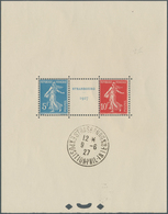 13729 Frankreich: 1927, "Strasbourg-Block " Mit Ausstellungstempel 10.6.27 In Voller Originalgröße, Selten - Oblitérés