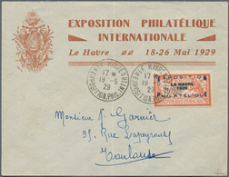 13739 Frankreich: 1929, 2 Fr. Taufrisches Luxusstück Auf Ausstellungsbrief "Exposition Philatelique Intern - Gebraucht