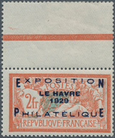 13740 Frankreich: 1929, Le Havre Philatelic Exhibition 2 Fr. With Blank Field (with Hinge), Mint Never Hin - Gebraucht