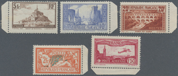 13743 Frankreich: 1920/1930, 2 Fr Orange/bluegreen Merson, 5 Fr Brown Mont St.Michel, 10 Fr Ultramarine Po - Gebraucht