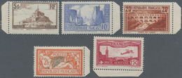 13743 Frankreich: 1920/1930, 2 Fr Orange/bluegreen Merson, 5 Fr Brown Mont St.Michel, 10 Fr Ultramarine Po - Oblitérés