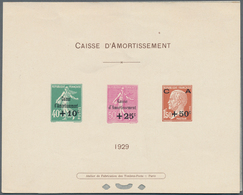 13744 Frankreich: 1929. Collective Proof Sheet For Complete Overprint Set "Caisse D'Amortissement". Printi - Gebraucht