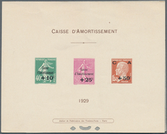 13744 Frankreich: 1929. Collective Proof Sheet For Complete Overprint Set "Caisse D'Amortissement". Printi - Oblitérés