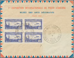 13747 Frankreich: 1930, Airmail 1,50 Fr. Ultramarined With Perfin "E.I.P.A.30" As A Block Of Four On Blanc - Gebraucht