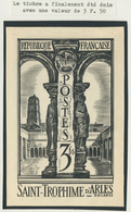 13755 Frankreich: 1935. Artist Drawing For Definitive "3.50fr Cloître De St-Trophime à Arles" Showing 3fr - Gebraucht