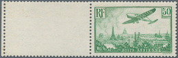 13758 Frankreich: 1936, Airmail 50 Fr. Airplane Over Paris Yellow-green, Mint Never Hinged, Luxury Piece W - Oblitérés