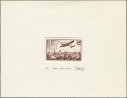 13760 Frankreich: 1936. Epreuve For Airmail 50fr "Plane Over Paris" In Brown-violet. Signed And Dedicated - Gebraucht
