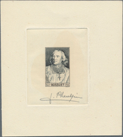 13800 Frankreich: 1954. Epreuve D'artiste Signée In Black Of A NON-ISSUED Design For The Stamp "15fr+15fr - Gebraucht