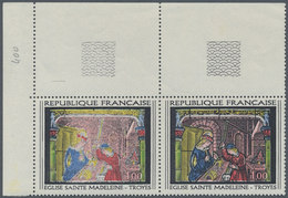 13847 Frankreich: 1967, 100 Fr. Art As A Horizontal Pair From The Upper Margin, Once With Smeared Print On - Gebraucht