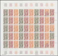 13864 Frankreich: 1973, France. Set Of 4 Different Color Proof Sheets Of 50 For The Stamp "300th Birth Ann - Gebraucht