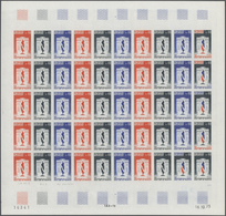 13866 Frankreich: 1973. Set Of 3 Different Color Proof Sheets Of 50 For The Issue "50th Anniversary Of The - Gebraucht