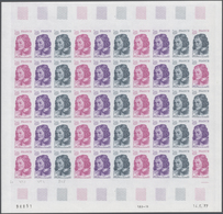 13883 Frankreich: 1977, France. Set Of 3 Different Color Proof Sheets Of 50 For The Stamp "600th Death Ann - Gebraucht