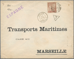 13928 Frankreich - Portomarken: 1893, Postage Due, 1 Fr. Maroon, On Cover From Brasil Via Spain To Marseil - 1859-1959 Lettres & Documents