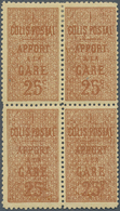 13931 Frankreich - Postpaketmarken: 1892. Block Of 4 "25c Brown On Yellow" Printed On The Front And On The - Autres & Non Classés