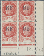 13951 Frankreich - Lokalausgaben: VERSOUL: 1944, 1,50 Fr. Pértain As Mint Never Hinged Block Of Four From - Autres & Non Classés