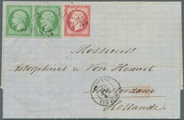 13963 Französische Post In Der Levante: 1864, Napoleon Laurée Perforated 5 C. Pair And 80 C. (RC) Canc. Gc - Altri & Non Classificati