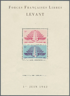 13973 Französische Post In Der Levante: 1942, "FORCES FRANCAISES LIBRES AU LEVANT" Souvenir Sheet Showing - Sonstige & Ohne Zuordnung