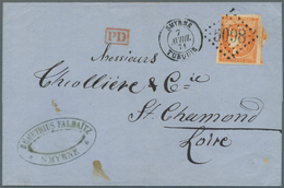 13977 Französische Post In Der Levante: 1871. Cérès 40c (faults) With Lozenge Grate "5098" On Cover From " - Sonstige & Ohne Zuordnung