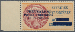 13980 Französische Konsulatspost Jerusalem: 1948, 20m. Orange/brown, Fresh Colour, Well Perforated, Left M - Sonstige & Ohne Zuordnung