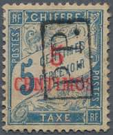 13981 Französische Post In Marokko: 1903, 5 C. Postage Stamp Blue With Red Overprint '5 / CENTIMOS' As Wel - Autres & Non Classés