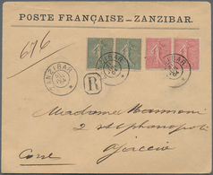 13984 Französische Post In Zanzibar: 1904, France: 10 C Rose An 15 C Grey-green Semeuse, Each As Horizonta - Sonstige & Ohne Zuordnung