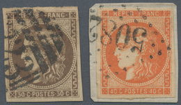 14015 Frankreich - Stempel: 1870/1871, 30 C Brown Bordeaux With Part Of British Duplex Cancel "723" From S - 1877-1920: Période Semi Moderne