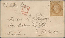 14018 Frankreich - Ballonpost: 1870. Card "Par Ballon Libre" With 10c Napoleon From "Paris 8.10.70" To Pon - 1960-.... Briefe & Dokumente