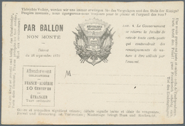 14024 Frankreich - Ballonpost: 1870, Postcard Form Black On White "PAR BALLON NON MONTE" With Framed Place - 1960-.... Lettres & Documents