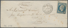 14034 Frankreich - Militärpost / Feldpost: 1855, Napoléon 20 C. Blue, Single Franking On Letter, With Canc - Timbres De Franchise Militaire