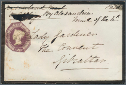 14063 Gibraltar: 1854 Mouring Cover Addressed To 'Lady Gardiner, The Convent, Gibraltar', The Governor Sir - Gibilterra