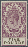 14071 Gibraltar: 1925, £5 Violet/blackish Olive, Fresh Colours, Well Perforated, Mint O.g. Hinged. SG £160 - Gibraltar