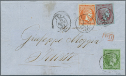 14085 Griechenland: 1871: 5, 10 + 40 L, Tied By "SIRA 24 MART 71" To Letter To Trieste, Arrival On Reverse - Storia Postale