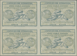 14118 Griechenland - Ganzsachen: Design "Rome" 1906 International Reply Coupon As Block Of Four 30 L. Grec - Interi Postali