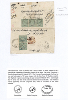 14119C Griechenland - Stempel: 1875, 20 Pa. Green Strip Of Three On Cover Tied By All Arabic "GÜMÜLCINE" (K - Marcophilie - EMA (Empreintes Machines)