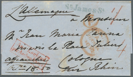 14130 Großbritannien - Vorphilatelie: 1850, Taxed Letter From London "St. James St" To Colgne, Prussia Sho - ...-1840 Vorläufer