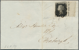 14133 Großbritannien: 1840-41 1d. Black, Right Hand Marginal Single Lettered I-L, Tied By Black Maltese Cr - Sonstige & Ohne Zuordnung