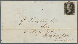 14134A Großbritannien: 1841, 1d. Black, Fresh Colour, Close To Full Margins, On Lettersheet Clearly Oblit. - Other & Unclassified