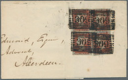 14140 Großbritannien: 1844, ONE PENNY Brown On Blued Paper, Four Singles With Wide Margins All Around As A - Sonstige & Ohne Zuordnung