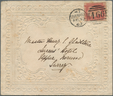 14150 Großbritannien: 1863, 1d. Rose-red On Valentine's Cover, Oblit. By 466 Liverpool Duplex FE 13 63 To - Sonstige & Ohne Zuordnung