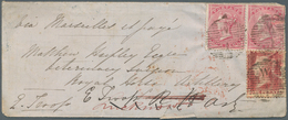 14151 Großbritannien: 1859/1861 Two Covers To India Both Franked 1855-57 4d. Rose-carmine Horiz. Pair Plus - Other & Unclassified
