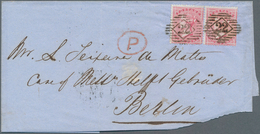 14153 Großbritannien: 1857, 4d QV Rose Horizontal Pair With Inverted Watermark On Large Part Of A Letter, - Sonstige & Ohne Zuordnung