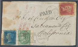 14156 Großbritannien: 1859/1897, Mail To California/USA, Two Covers And One Front To Sacramento Resp. San - Other & Unclassified