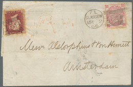 14157 Großbritannien: 1866, 1 D. Darkrosa In Scarce Combination With 3d. Rose On Folded Envelope With Dupl - Other & Unclassified