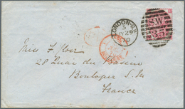 14159 Großbritannien: 1867, Four Letter Franked With 3d QV Rose With Large Corner Letter, Plate No. "5" Po - Other & Unclassified