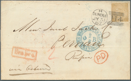 14160 Großbritannien: 1867, 9d Brownish Orange Tied Duplex "114 + DUNDEE JY 31 67" To Entire Folded Letter - Sonstige & Ohne Zuordnung