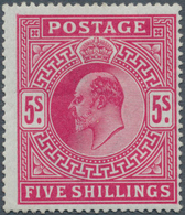 14173 Großbritannien: 1902/1912, 5s. Carmine, Fresh Colour, Well Perforated, Slight Corner Creasing, Mint - Sonstige & Ohne Zuordnung