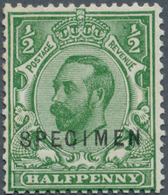 14177 Großbritannien: 1912, ½d. Green, Wm Simple Cipher, Die 1B, With "Specimen" Overprint, Mint O.g. Prev - Altri & Non Classificati